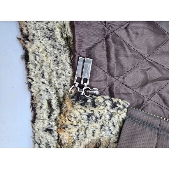 Vintage Tally-Ho Faux Fur Trimmed Brown Jacket S winter cold - Picture 8 of 11